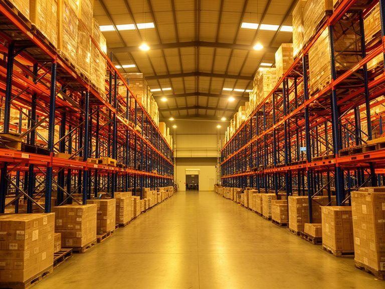 Inside the Warplink bonded warehouse in Shah Alam with palletised inventory